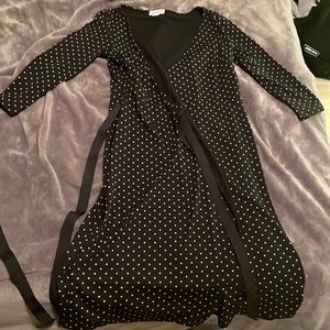 Ann Taylor black polka dot dress- wrap around dress- size 4